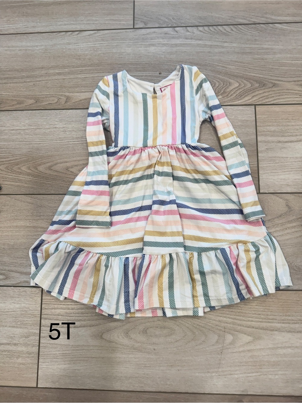 cheeky plum Multicolor Stripe Long-Sleeve Ruffle-Hem Dress